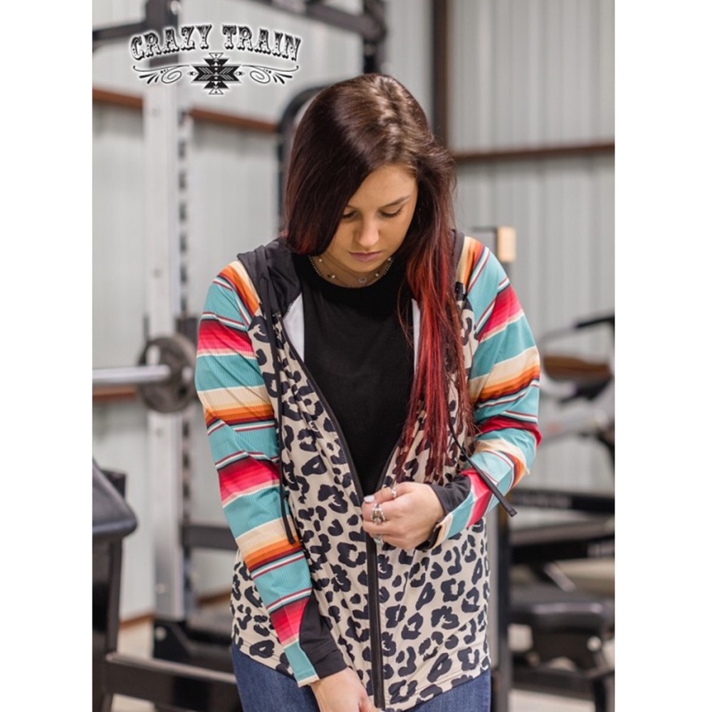 Crazy Train Leopard & Serape print Hoodie - Picture 4 of 7
